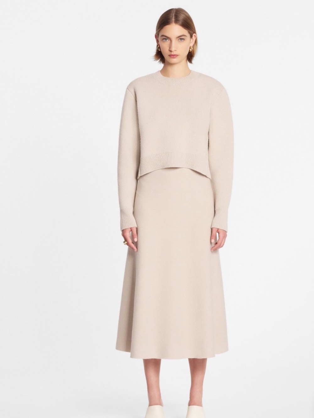 Lanvin Cream Long Sleeve blouse with skirt